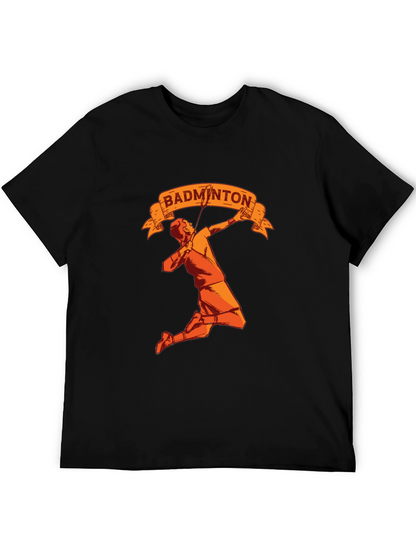 Badminton Player Graphic Tee - Sporty Black T-Shirt