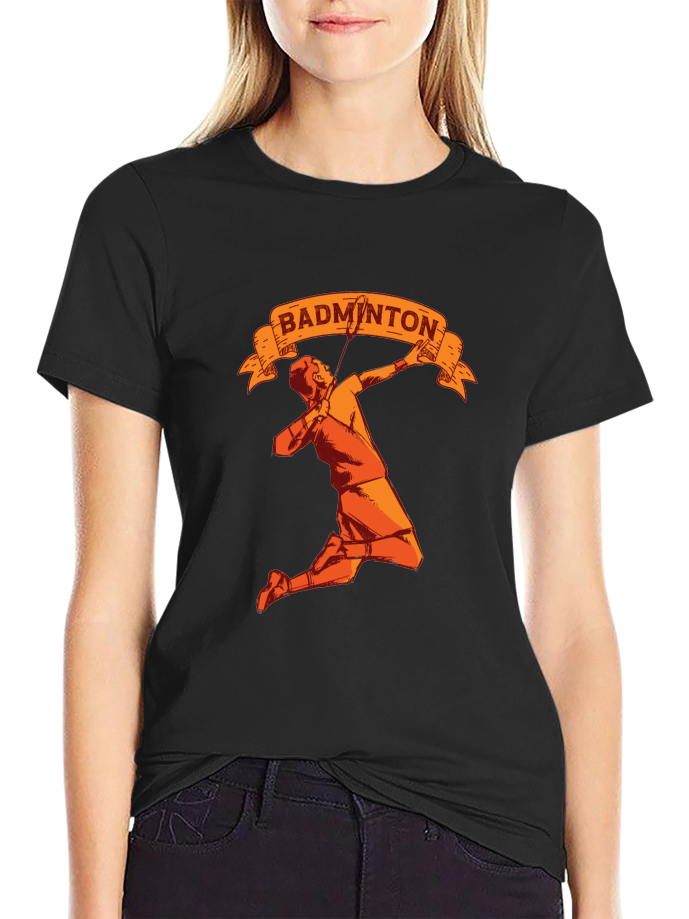 Badminton Player Graphic Tee - Sporty Black T-Shirt
