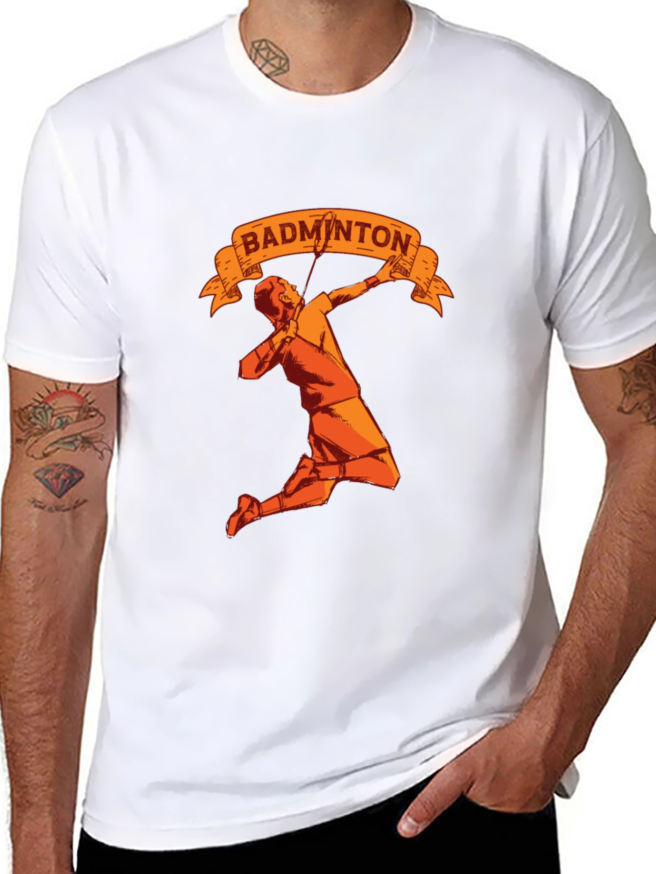 Badminton Player Graphic Tee - Sporty Black T-Shirt
