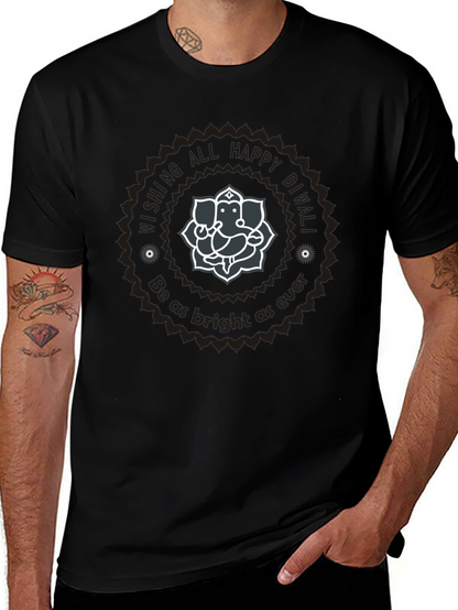 Diwali Ganesha Graphic Tee - Wishing All Happy Diwali
