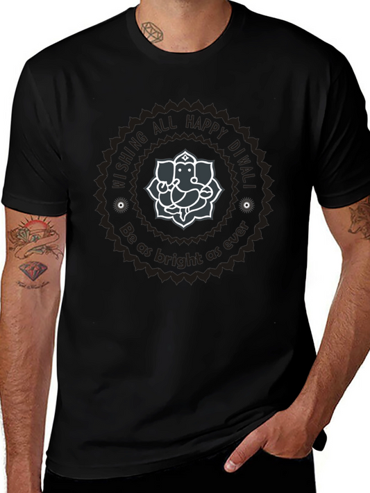 Diwali Ganesha Graphic Tee - Wishing All Happy Diwali