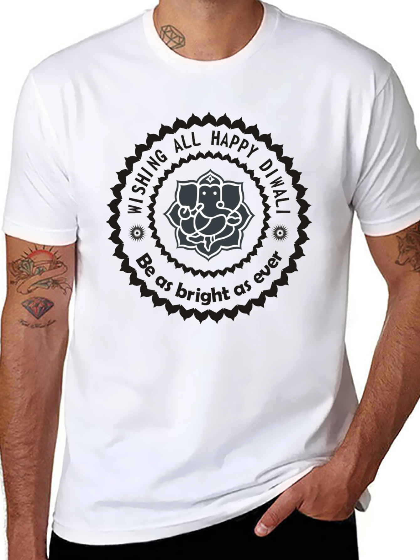 Diwali Ganesha Graphic Tee - Wishing All Happy Diwali
