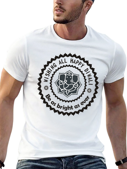 Diwali Ganesha Graphic Tee - Wishing All Happy Diwali