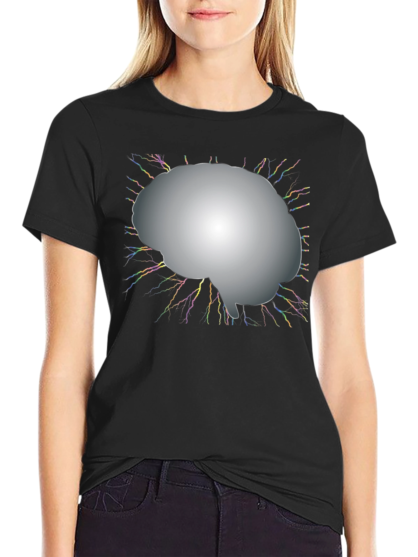 Brain Power Graphic Tee - Black Cotton T-Shirt