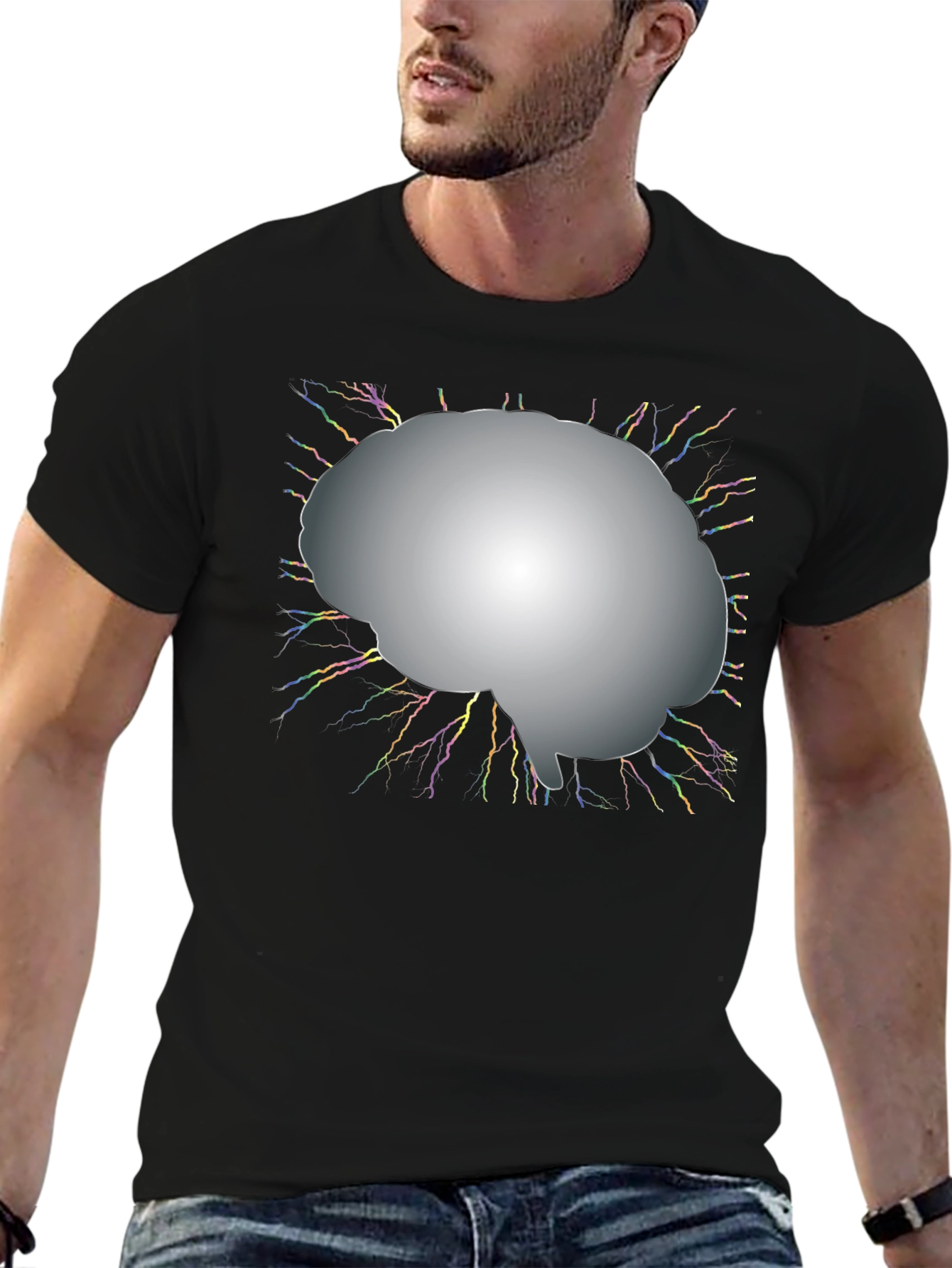 Brain Power Graphic Tee - Black Cotton T-Shirt