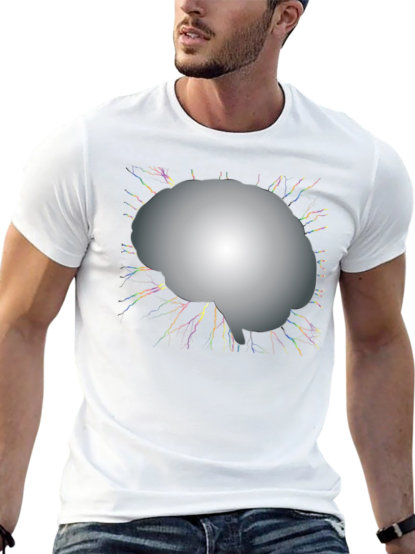 Brain Power Graphic Tee - Black Cotton T-Shirt