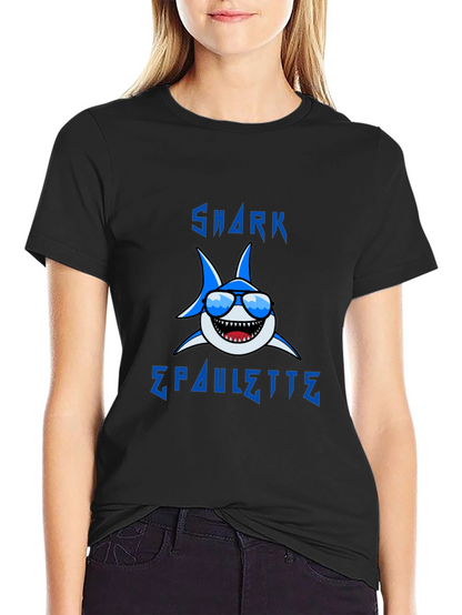 Cool Shark Graphic T-Shirt - Blue Cartoon Design