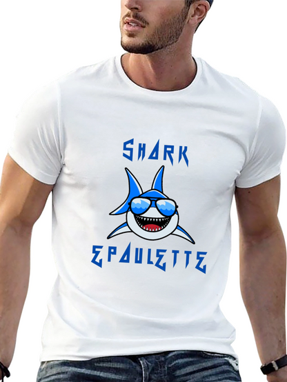 Cool Shark Graphic T-Shirt - Blue Cartoon Design
