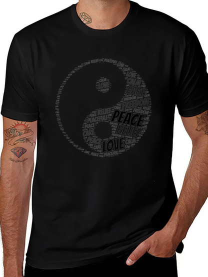 Yin Yang Peace Word Art T-Shirt
