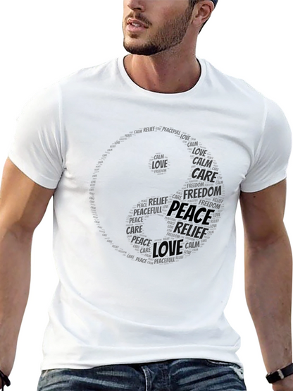 Yin Yang Peace Word Art T-Shirt