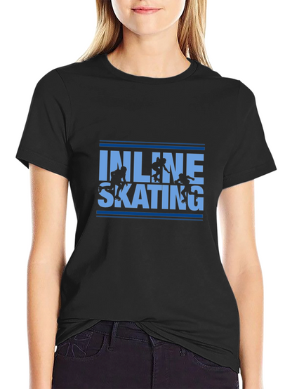 Inline Skating Graphic Tee - Black Cotton T-Shirt