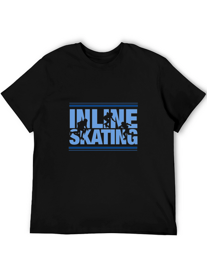 Inline Skating Graphic Tee - Black Cotton T-Shirt