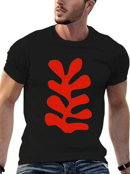 Modern Art Leaf Graphic Black T-Shirt