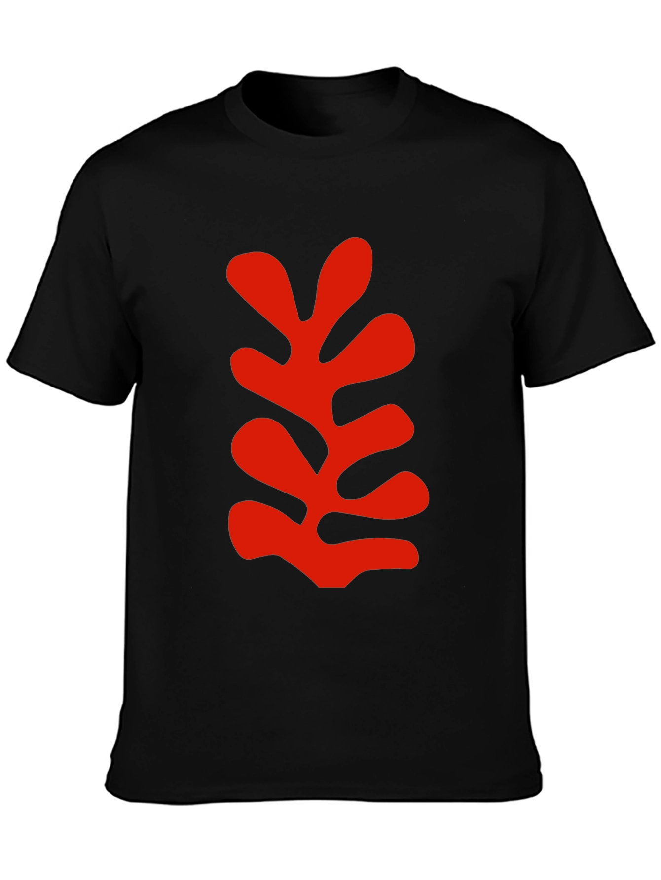 Modern Art Leaf Graphic Black T-Shirt