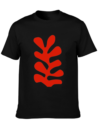 Modern Art Leaf Graphic Black T-Shirt