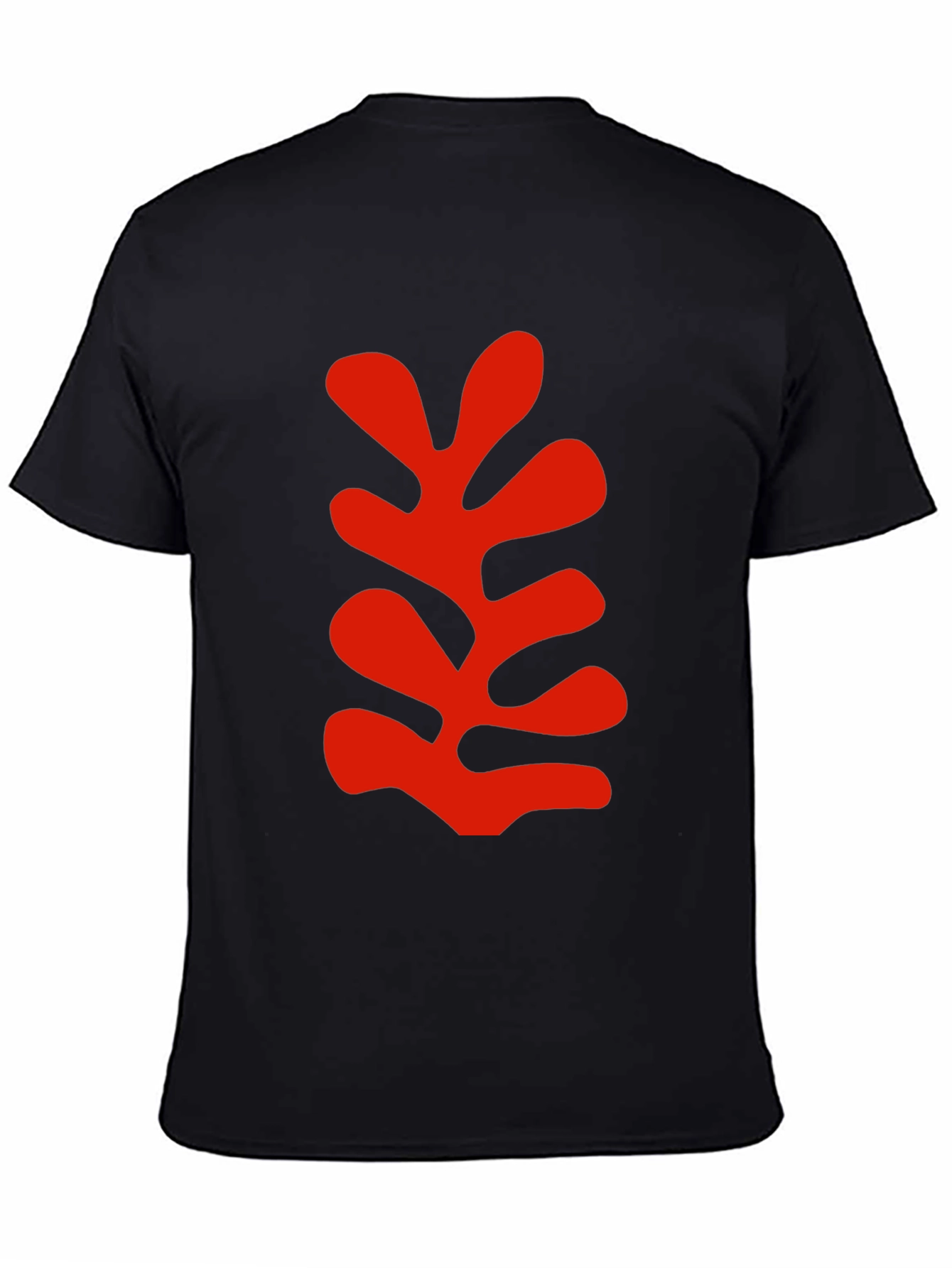 Modern Art Leaf Graphic Black T-Shirt