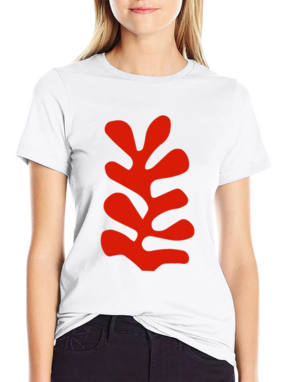 Modern Art Leaf Graphic Black T-Shirt