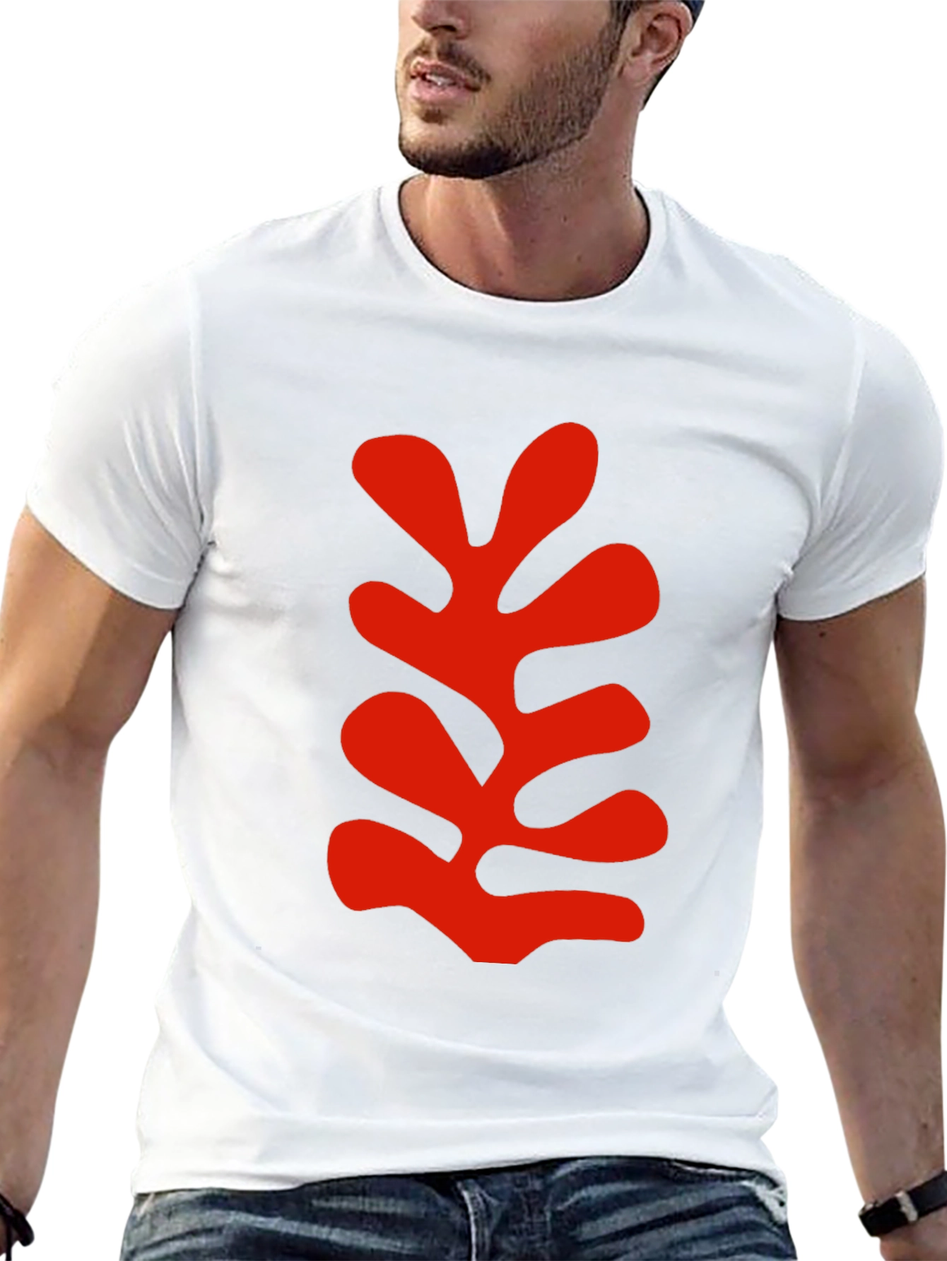 Modern Art Leaf Graphic Black T-Shirt