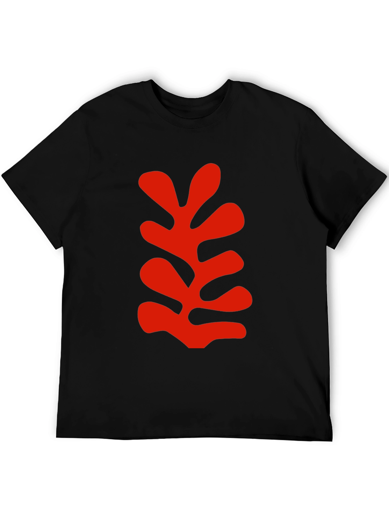 Modern Art Leaf Graphic Black T-Shirt