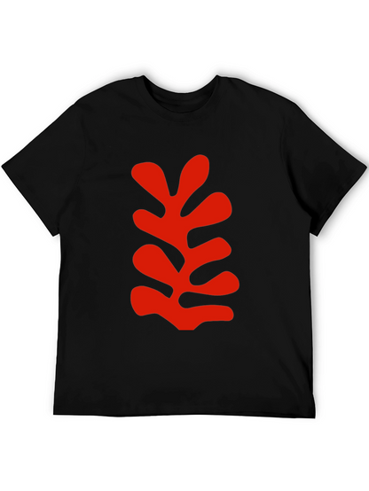 Modern Art Leaf Graphic Black T-Shirt