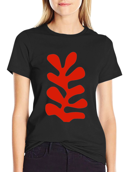 Modern Art Leaf Graphic Black T-Shirt