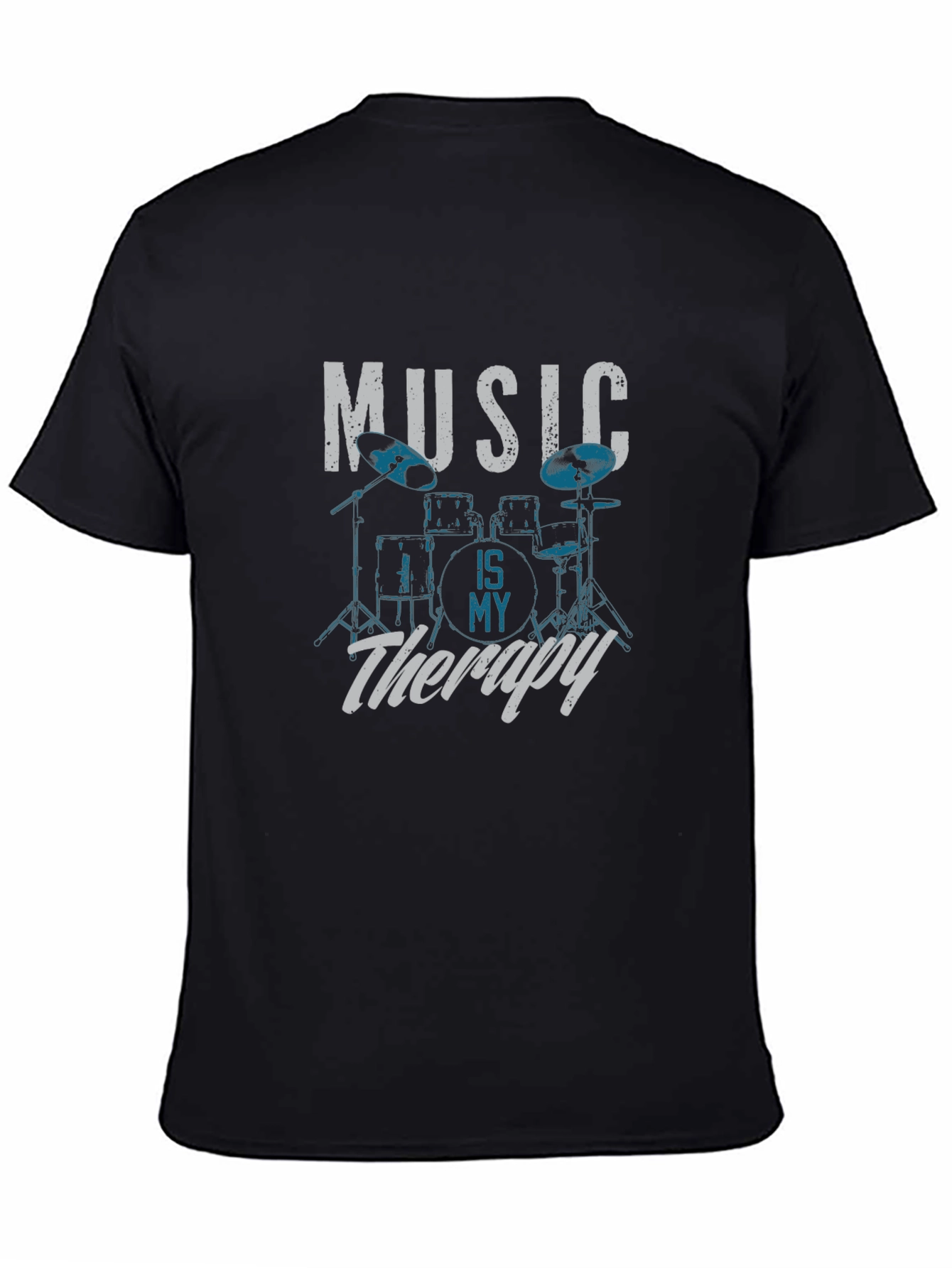 Music Is My Therapy Drum Set Graphic T-Shirt