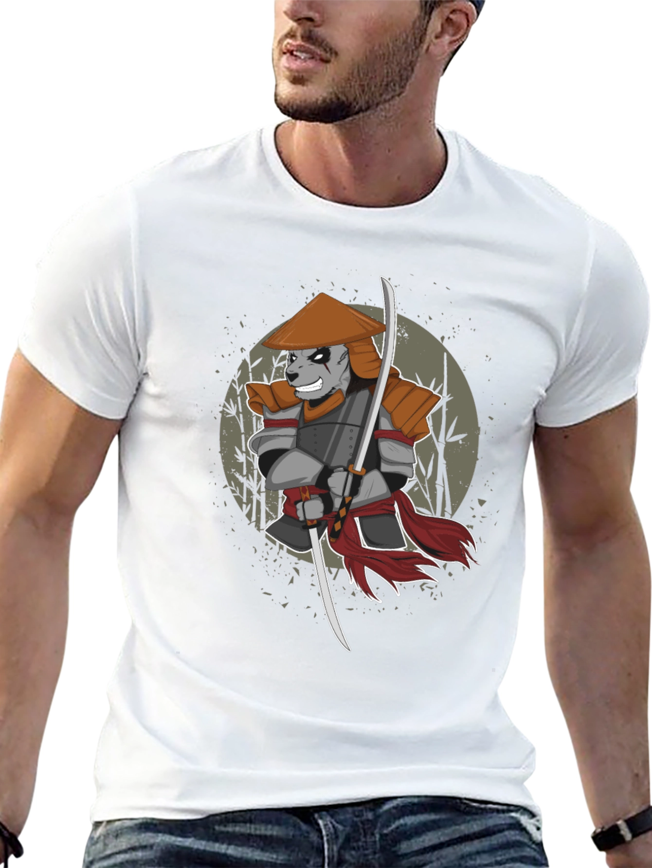 Samurai Panda Graphic T-Shirt