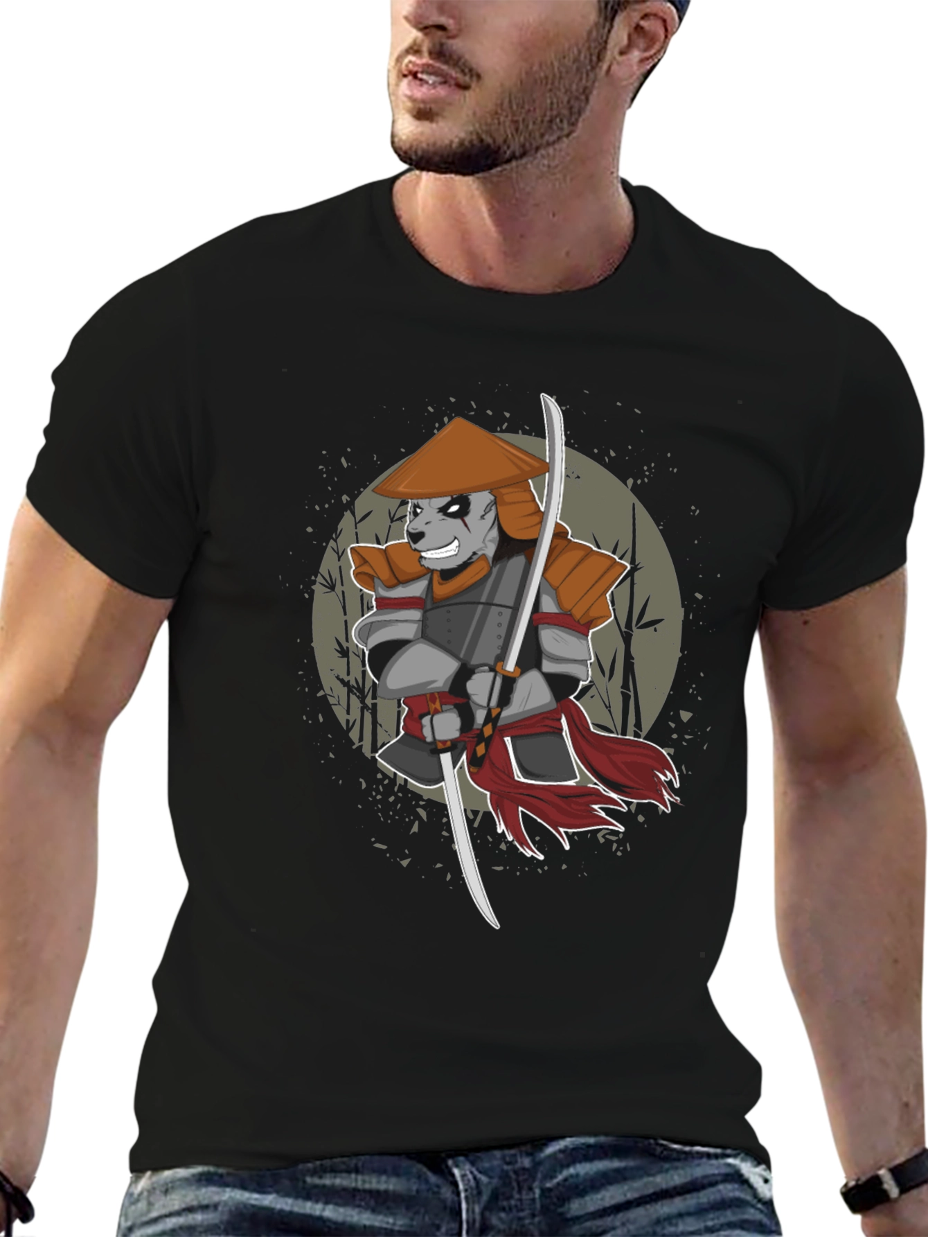 Samurai Panda Graphic T-Shirt