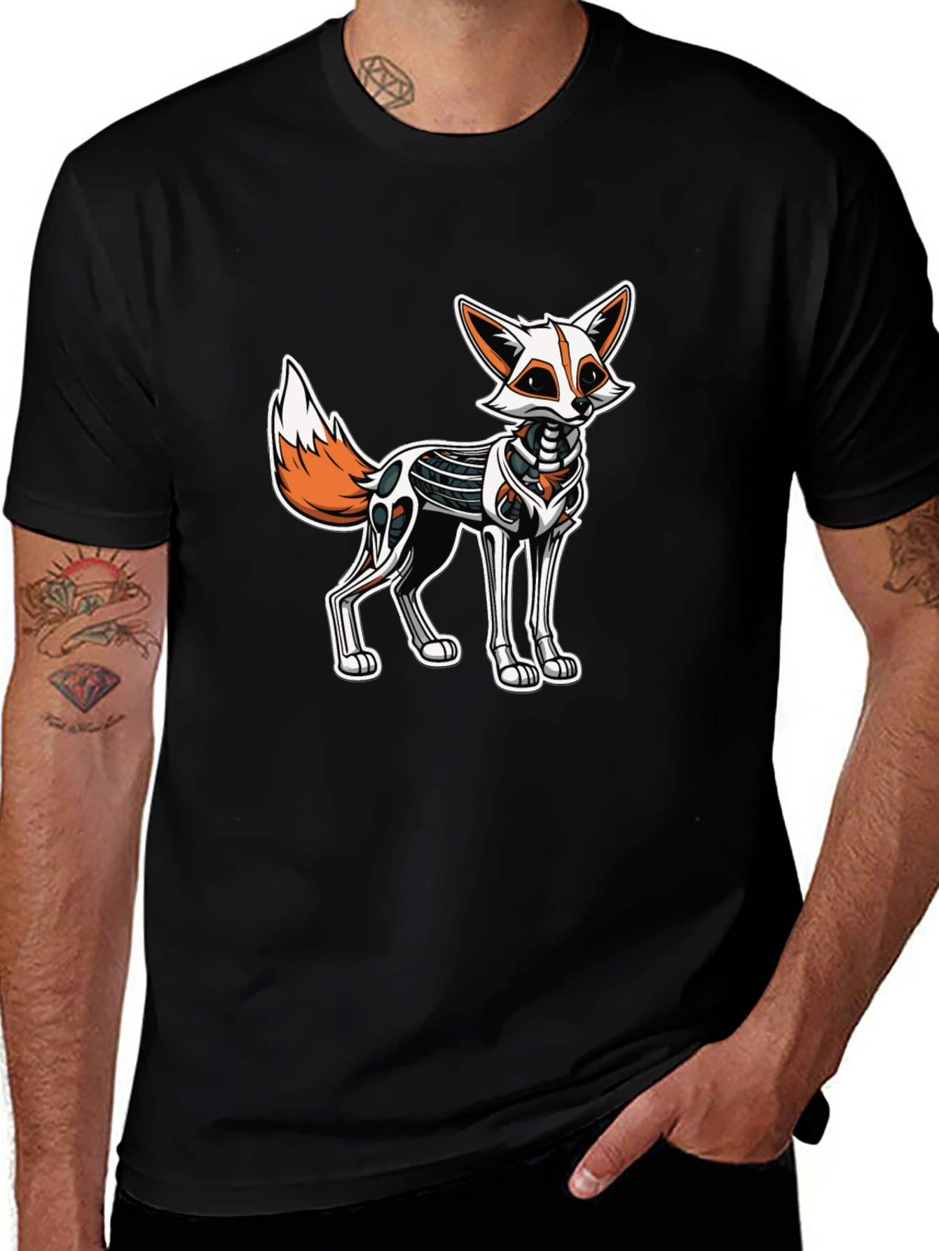 Robotic Fox Graphic Tee - Black