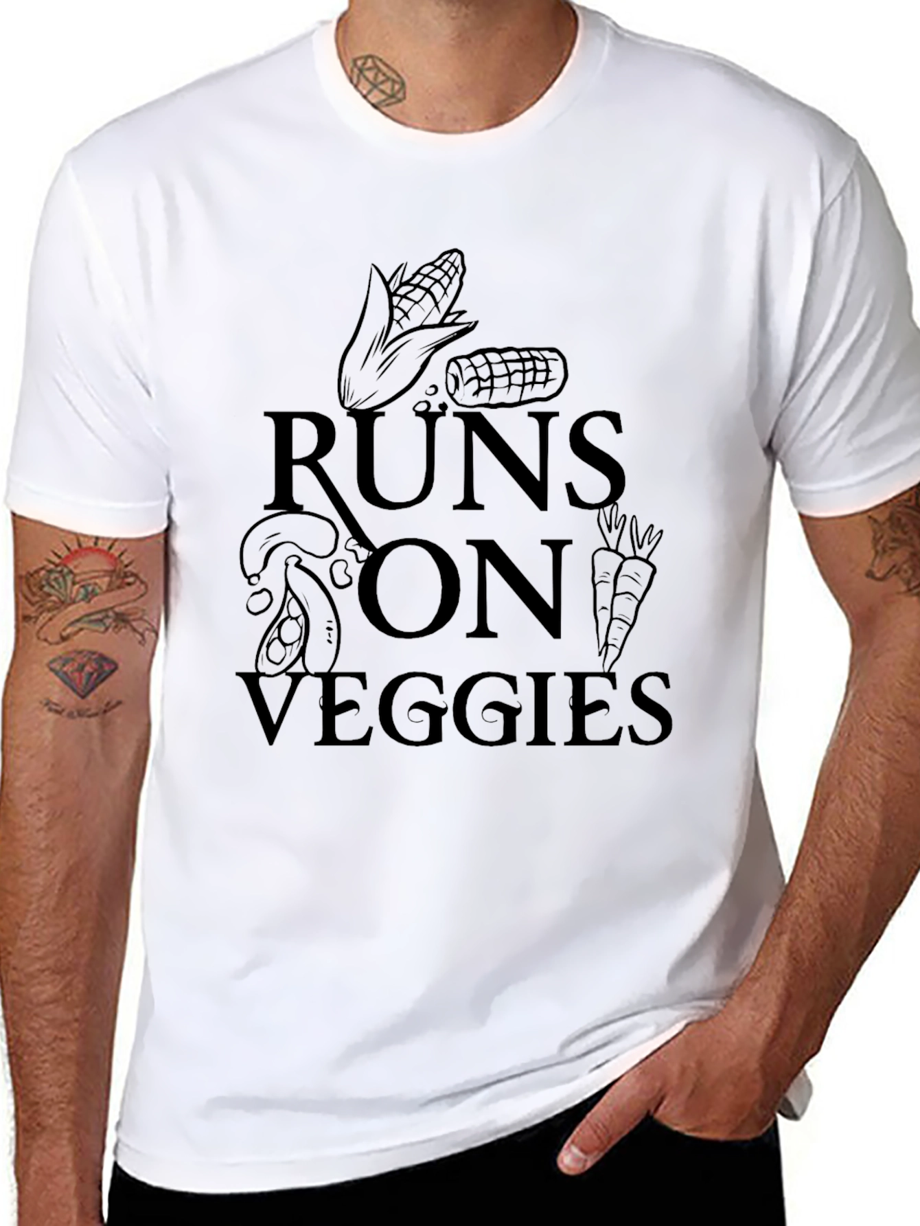 Runs on Veggies Black Graphic Tee