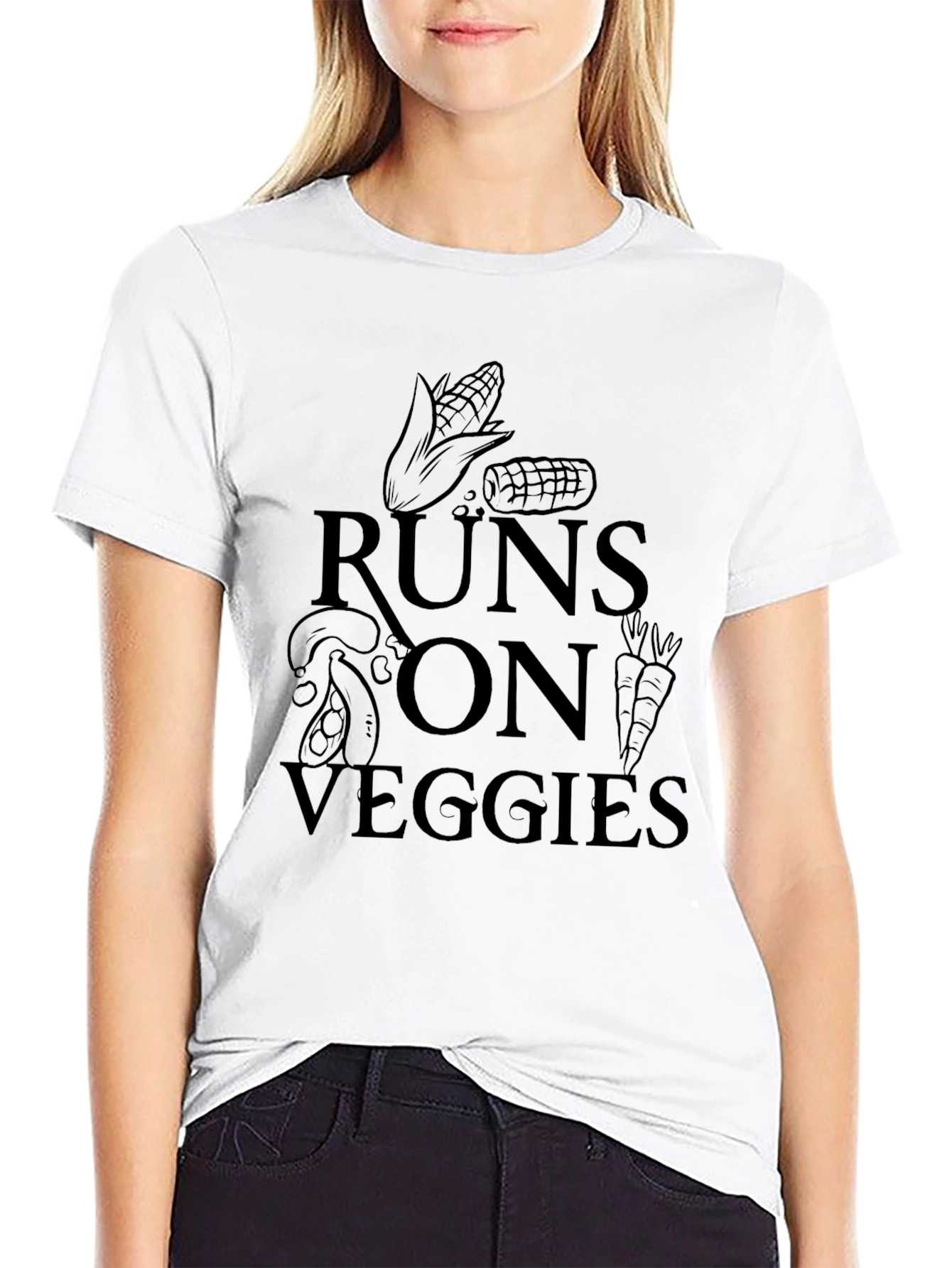 Runs on Veggies Black Graphic Tee