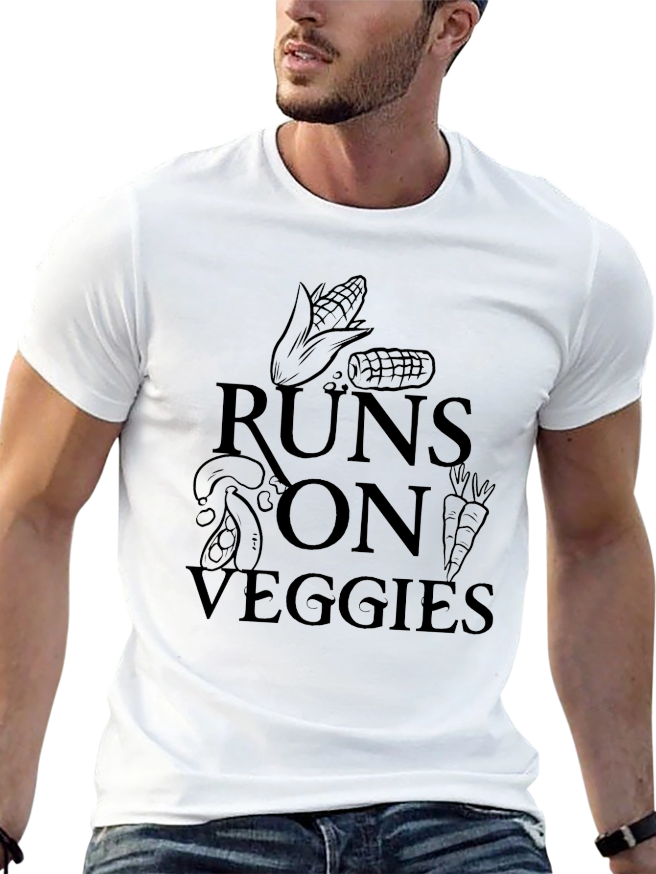 Runs on Veggies Black Graphic Tee