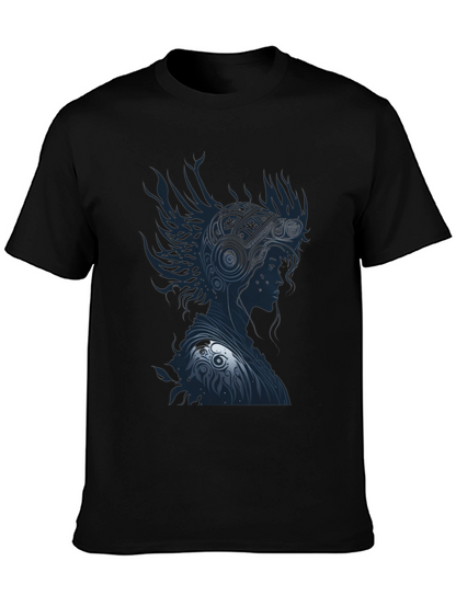 Stylish Black T-Shirt with Warrior Graphic Design