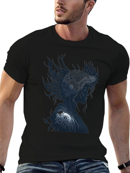 Stylish Black T-Shirt with Warrior Graphic Design