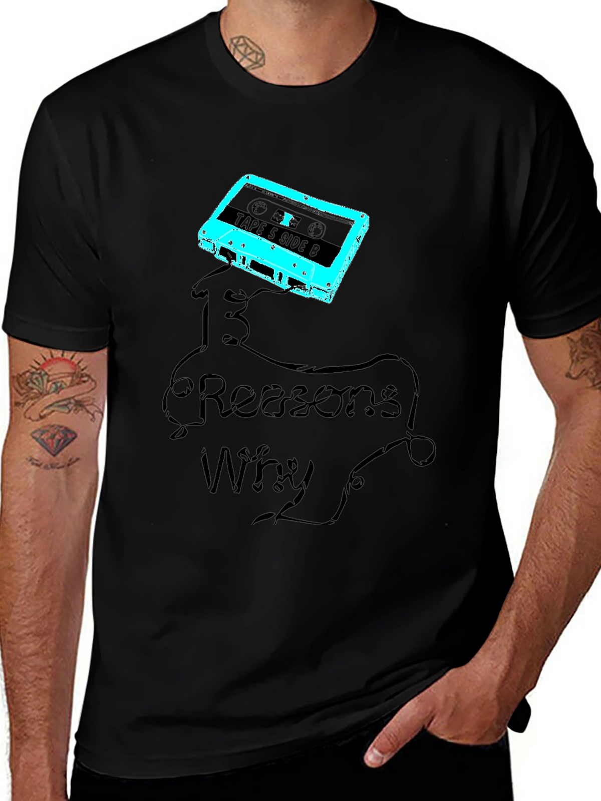13 Reasons Why Cassette Tape Graphic Tee - Black