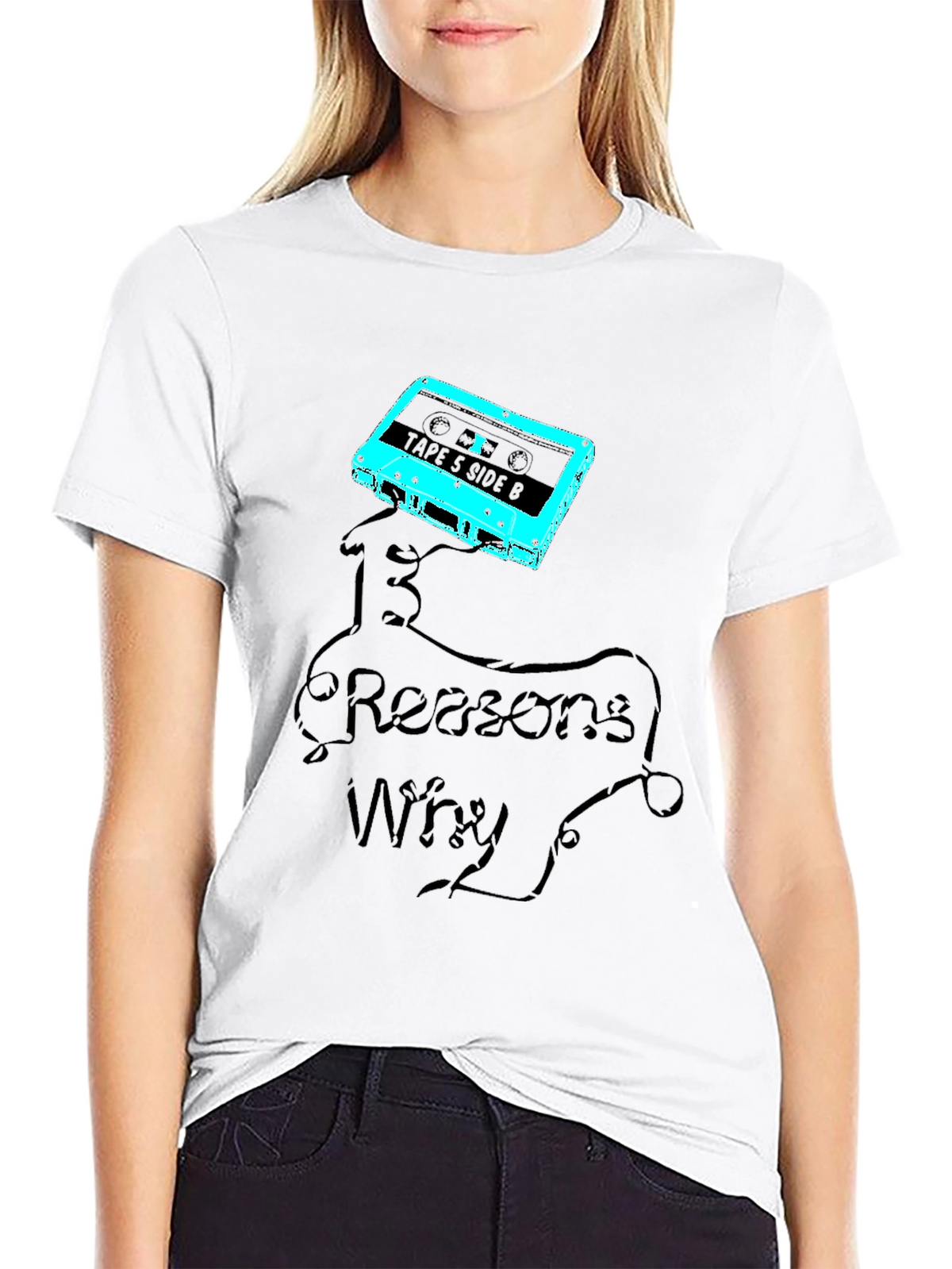13 Reasons Why Cassette Tape Graphic Tee - Black