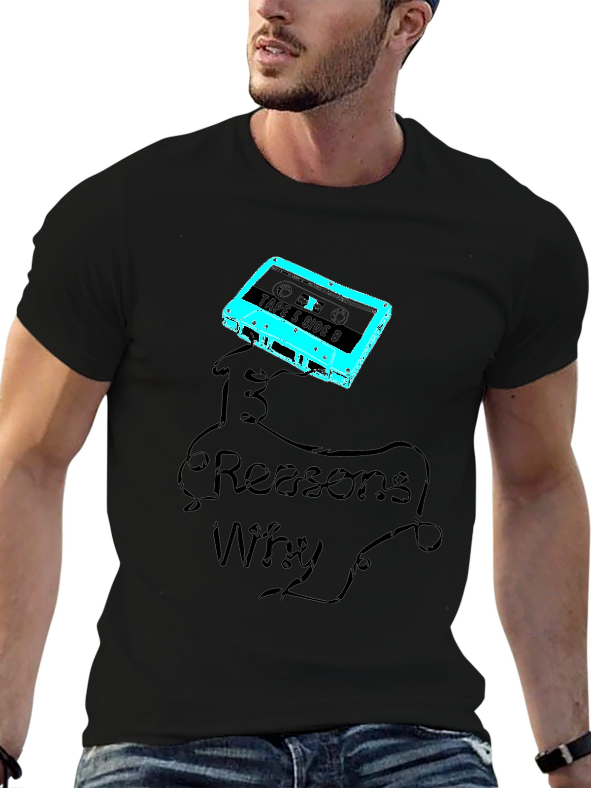 13 Reasons Why Cassette Tape Graphic Tee - Black