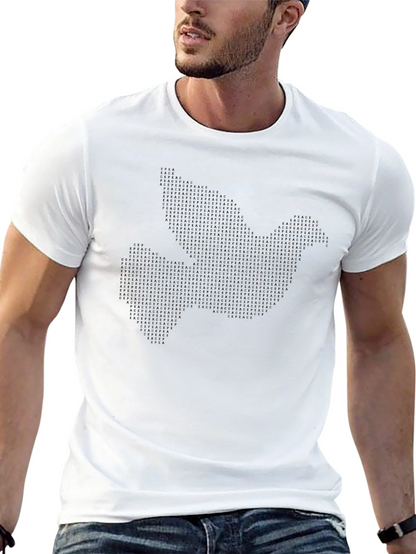 Peace Dove Graphic Print Black Crew Neck T-Shirt