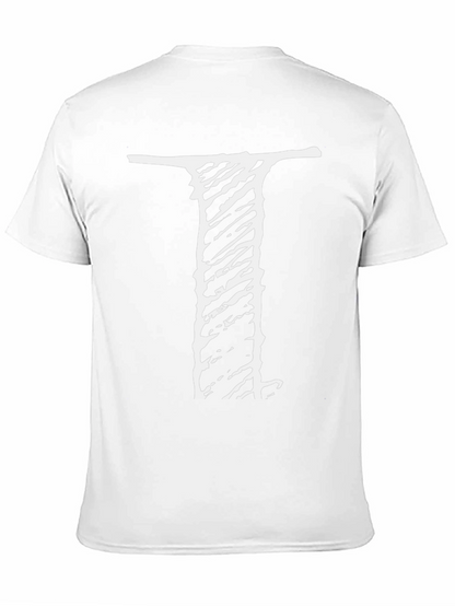 Mens Black Tee with Distressed I Design