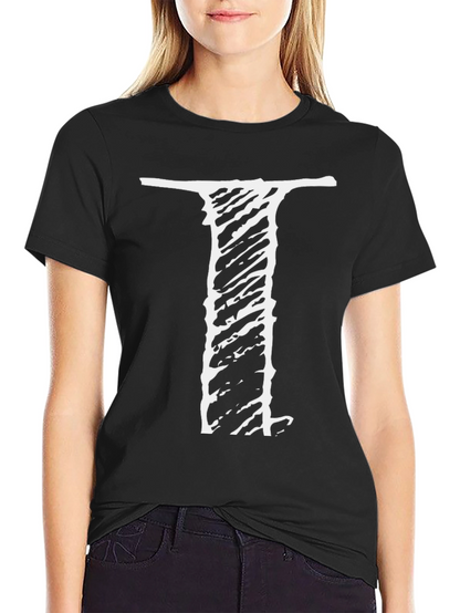 Mens Black Tee with Distressed I Design