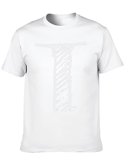 Mens Black Tee with Distressed I Design