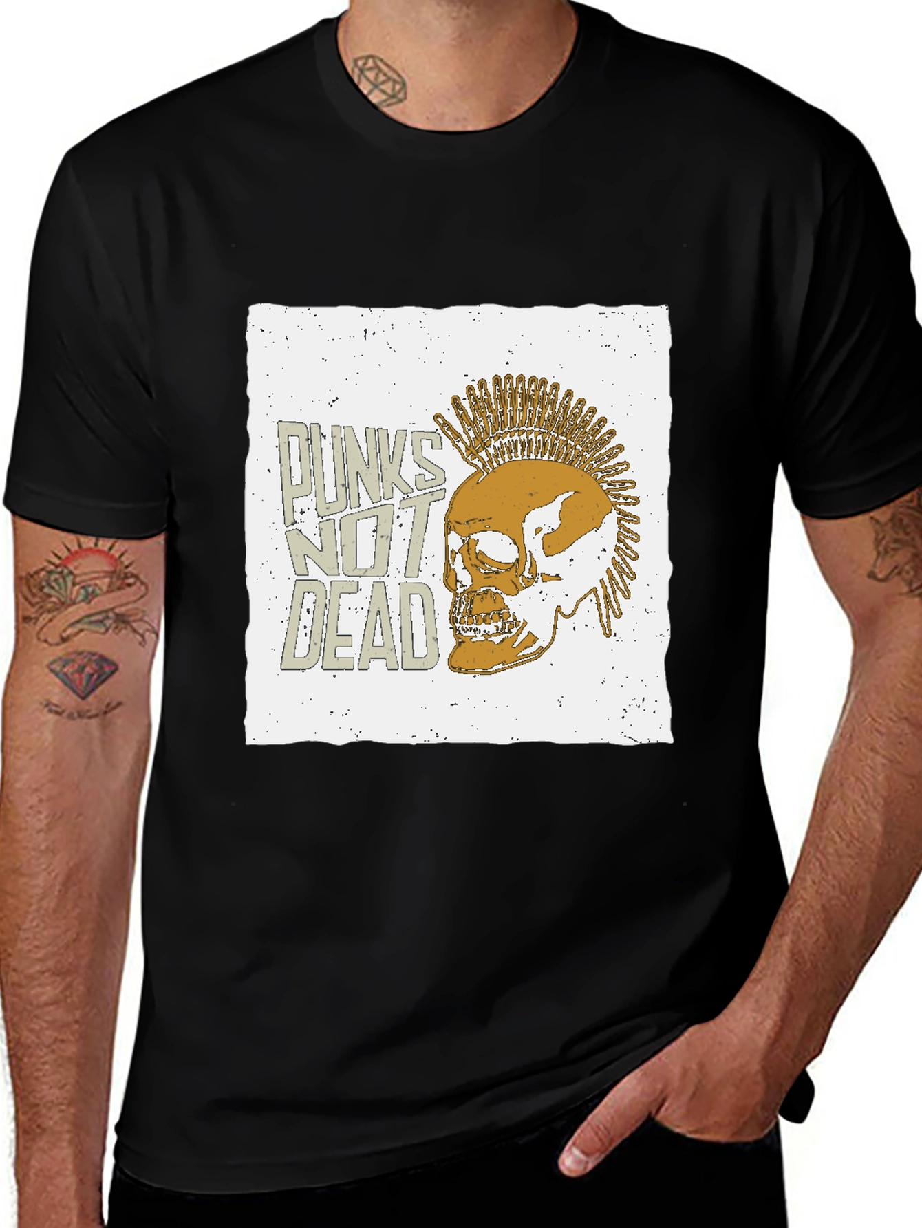 Punk Skull Graphic Tee - Punks Not Dead T-Shirt