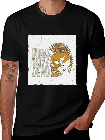 Punk Skull Graphic Tee - Punks Not Dead T-Shirt