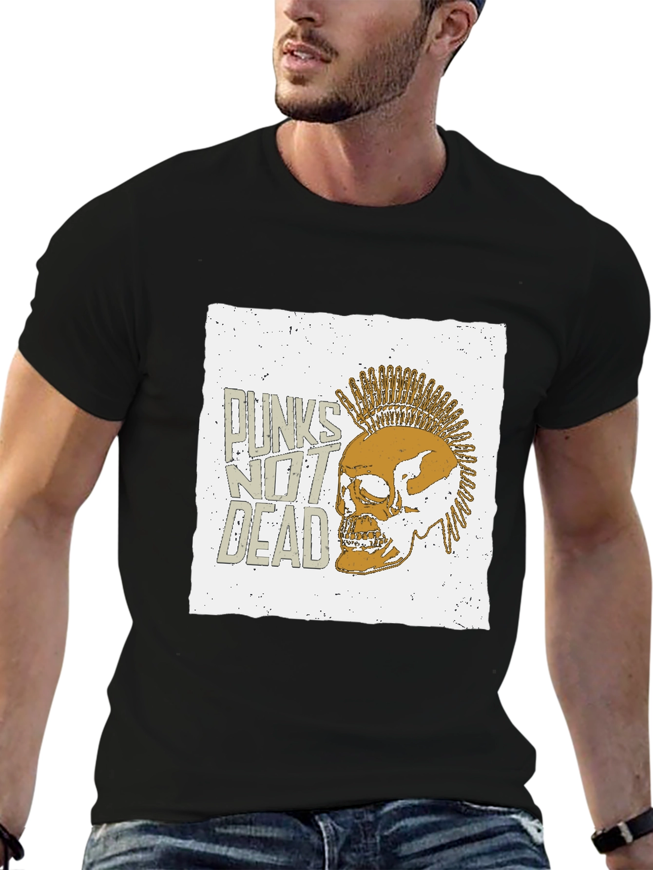 Punk Skull Graphic Tee - Punks Not Dead T-Shirt