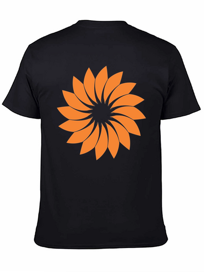 Geometric Floral Graphic Tee - Black