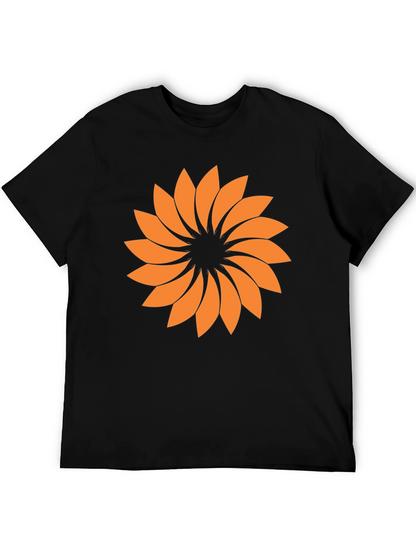 Geometric Floral Graphic Tee - Black