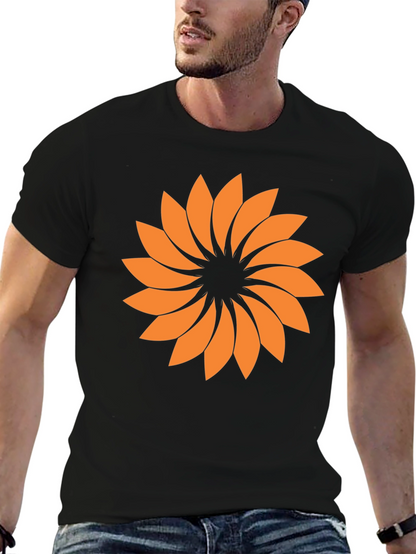 Geometric Floral Graphic Tee - Black