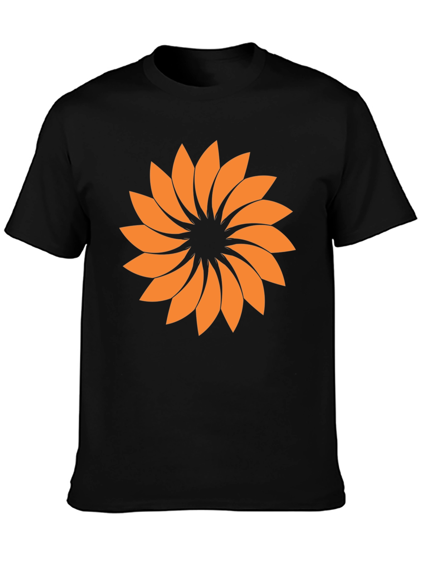 Geometric Floral Graphic Tee - Black