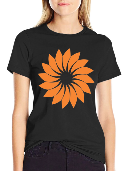 Geometric Floral Graphic Tee - Black