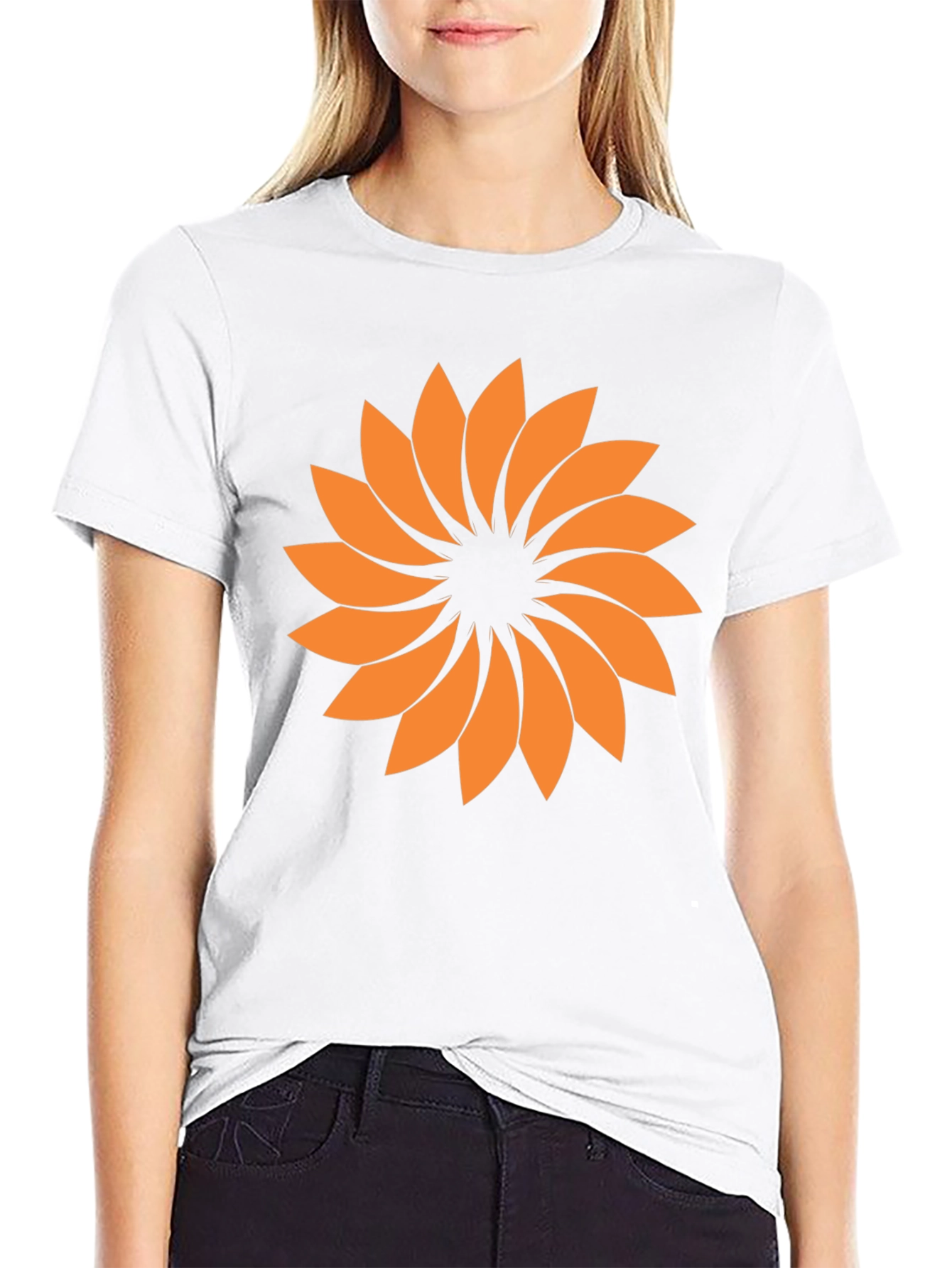 Geometric Floral Graphic Tee - Black